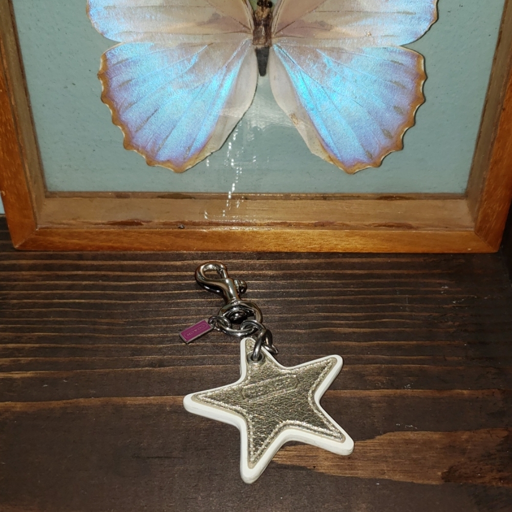 New Coach Leather Star  Keychain Bag Charm